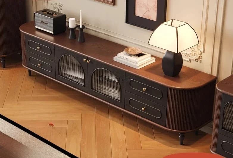 FG4001French solid wood TV cabinet coffee table simple modern small apartment retro style living room paint TV cabinet