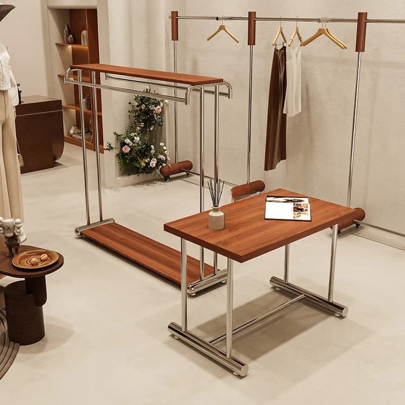 Stainless steel walnut double-row hanger in the middle of the Nakajima table