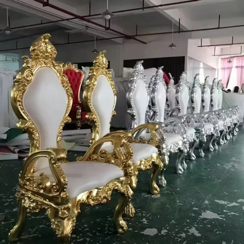 HYS wholesale hotel lobby living room bright gold high back king seat clubhouse wedding sofa chair