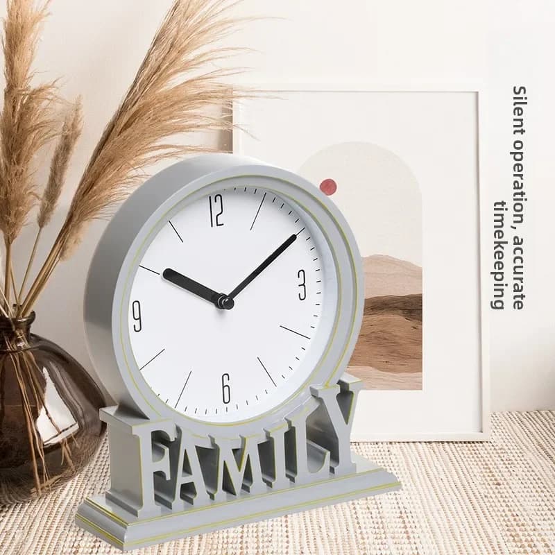 European-style plastic silent creative desk clock retro living room decoration desktop display clock