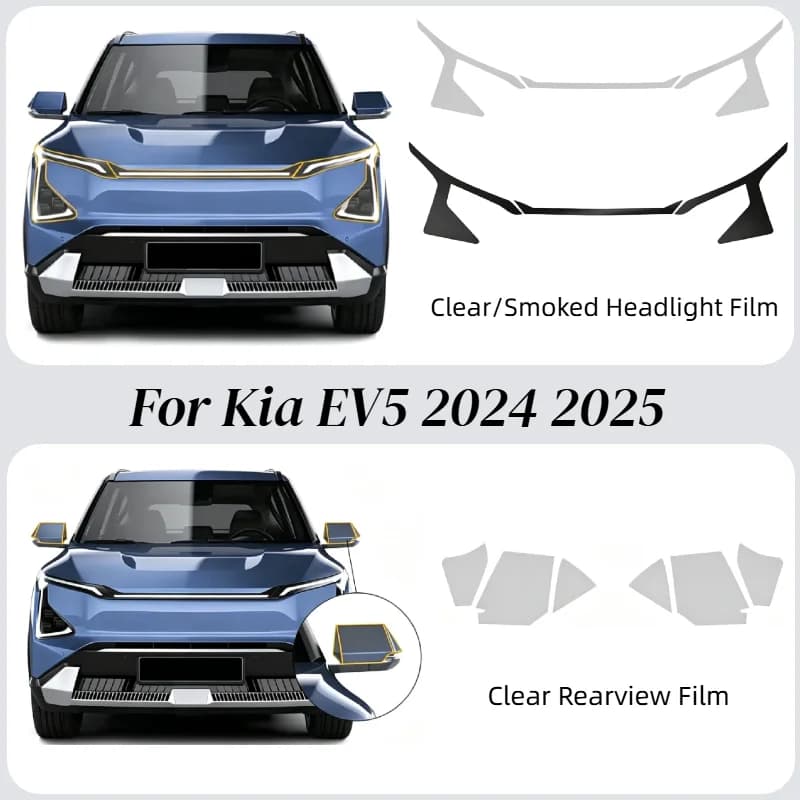 For Kia EV5 2024 2025 TPU Car Headlight Rearview B Pillar Film Pre-cut Anti-Scratch Protection Sticker Clear Smoked Film
