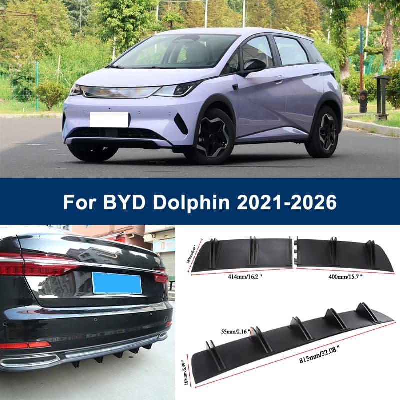 2-Segment Shark Fin Rear Diffuser For BYD Dolphin 2021-2026 2022 2023 2024 Rear Bumper Lip Splitter Chassis Spoiler Tuning Parts