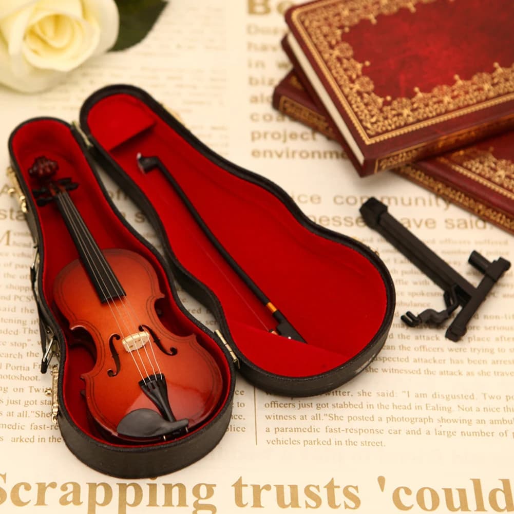 Small Miniature Violin Figurine Decor Fashion Elegant Collectible Gifts For Music Room Home Decorations Bedroom Decoration