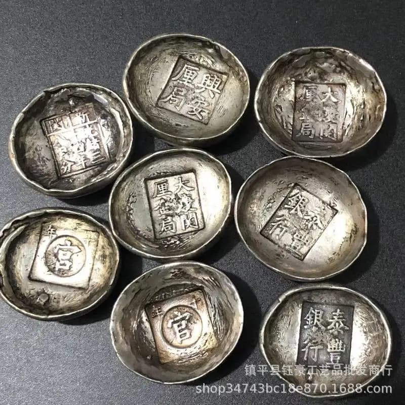 Antique Miscellaneous Items: Distressed White Copper , Round Silver Ingots, Honeycomb Ingot Coins, Collectible Arti