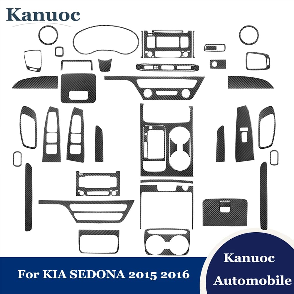 Car Carbon Fiber Car Stickers For Kia Sedona 2015 2016 Car Interior Parts Car decorative accessories