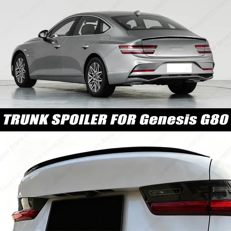 120CM Glossy Black Soft Rubber Universal Rear Trunk Spoiler 5D Carbon Look Tail Wing Fit For Genesis G80 Car Accessories