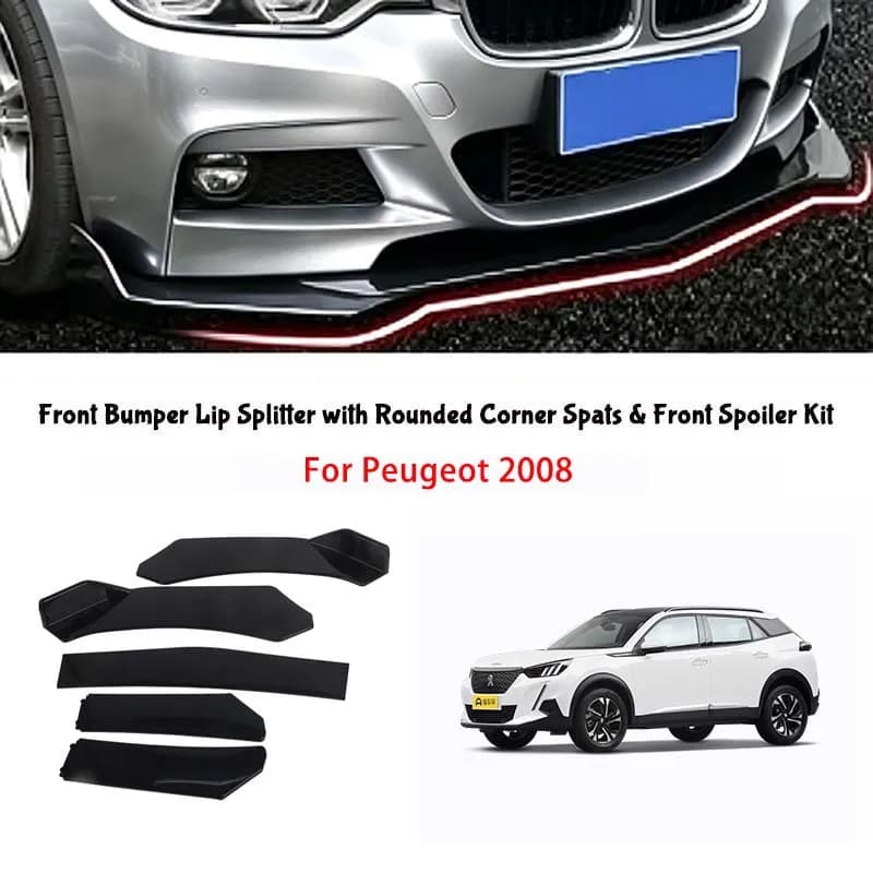 For Peugeot 2008 5-Segment Adjustable Front Bumper Lip Splitter Body Kit