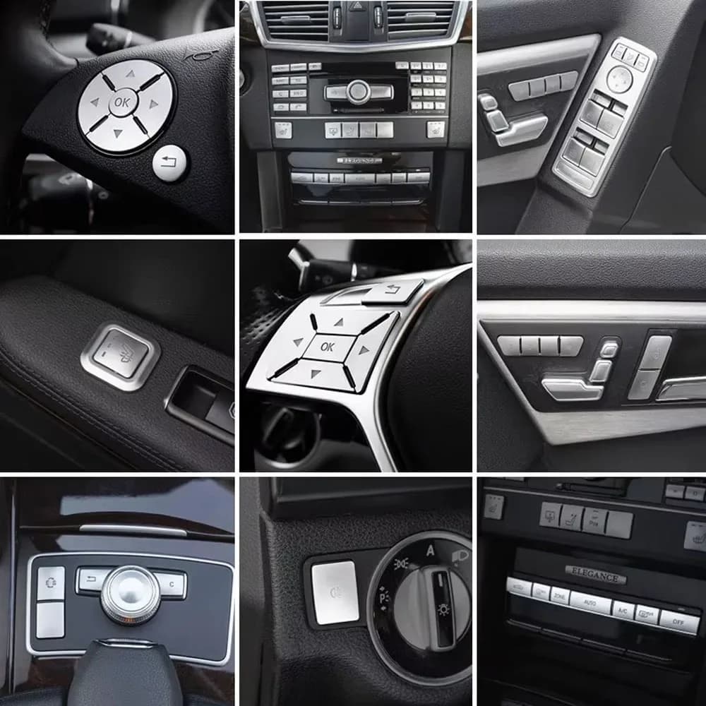 For Mercedes Benz E Class W212 2009-2016 Interior Button Cover Trim Steering Wheel Window Switch Sticker Decor Accessories