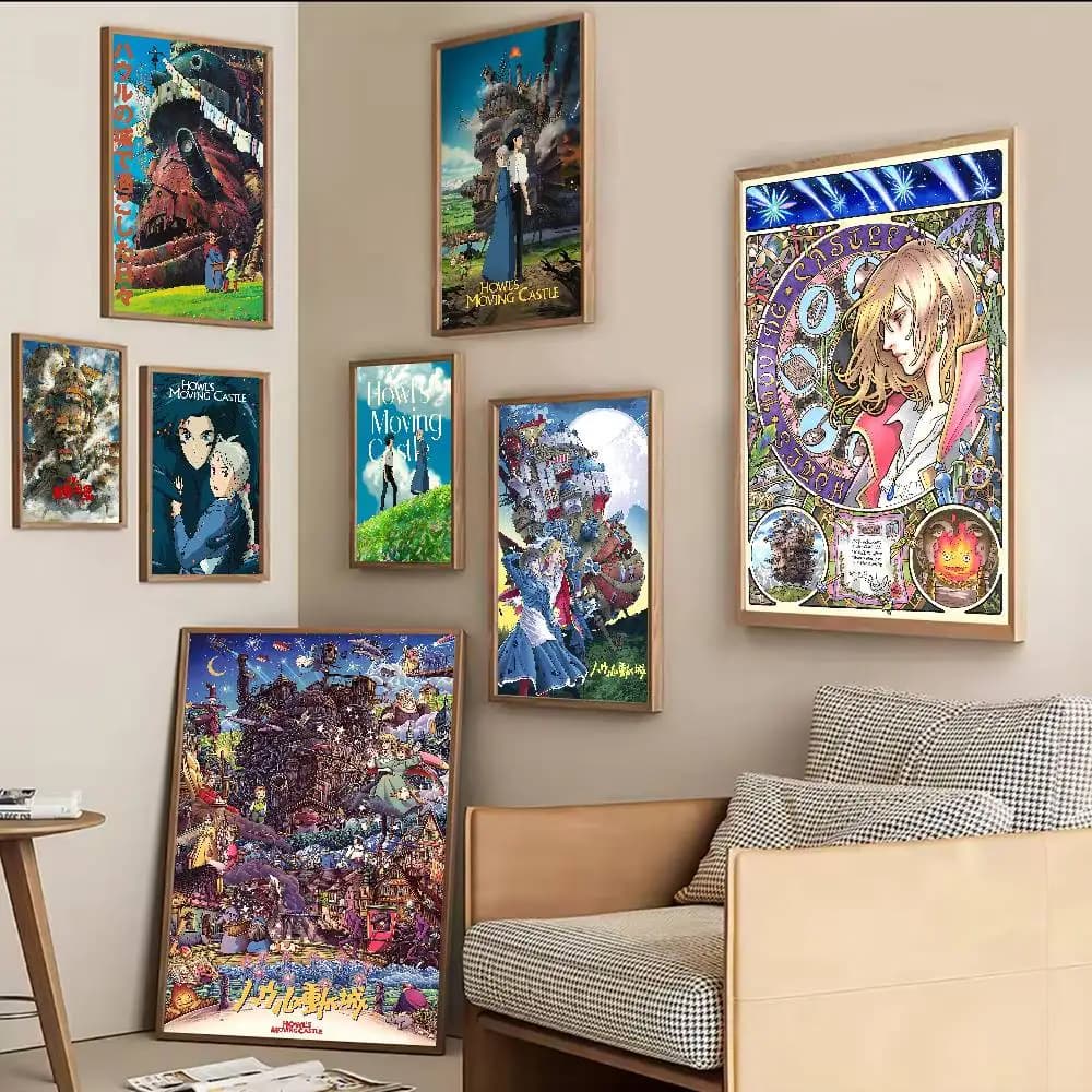 H-Howl's M-Moving C-Castle ANIME Anime Posters Sticky HD Quality Wall Art Retro Posters For Home Kawaii Room Decor
