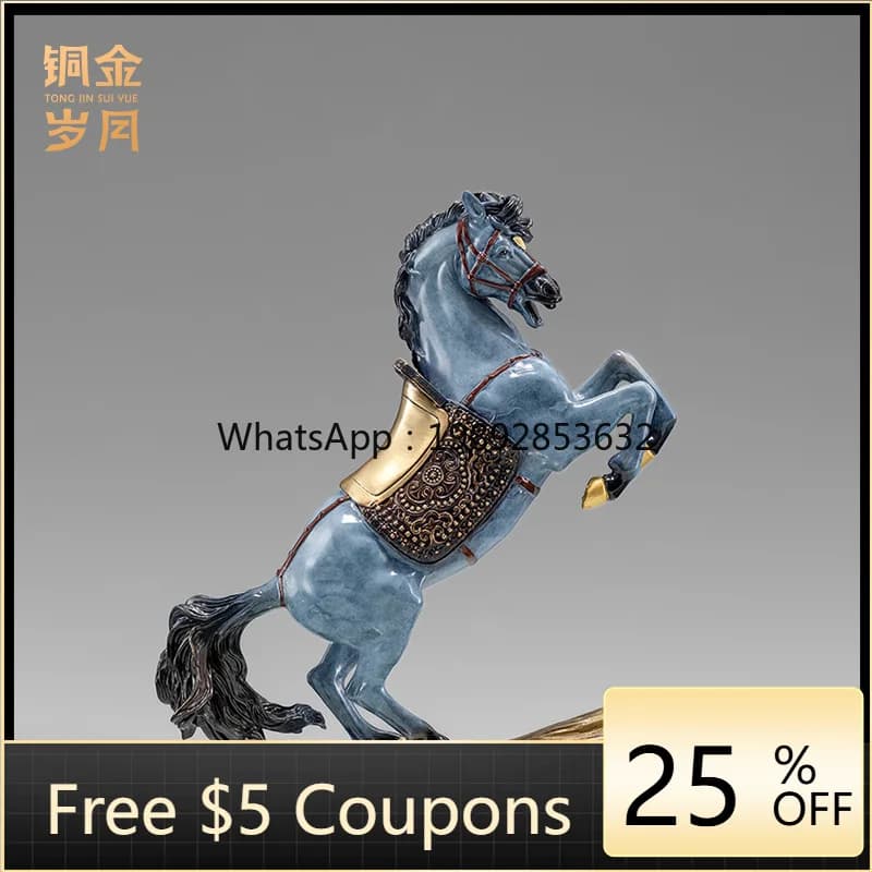 LYY Copper Art Workshop War Horse Brass Ornament Zodiac Horse Metal Copperware Crafts Home Entrance Copper Horse Gift Ornament