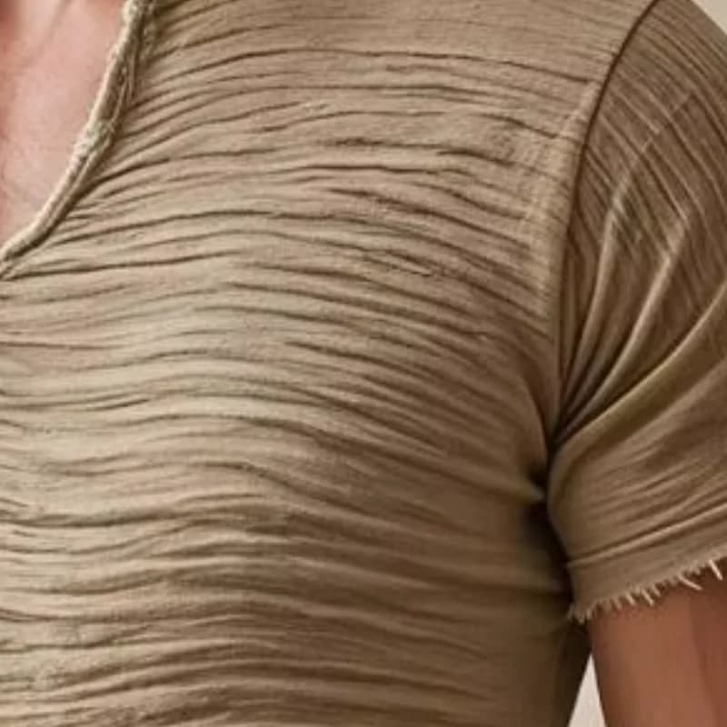 Men Fringed T-shirt Retro V-Neck Short Sleeve T-shirt Stylish Frayed Tee for Party Beach Holiday Gym Everyday Casual Tee