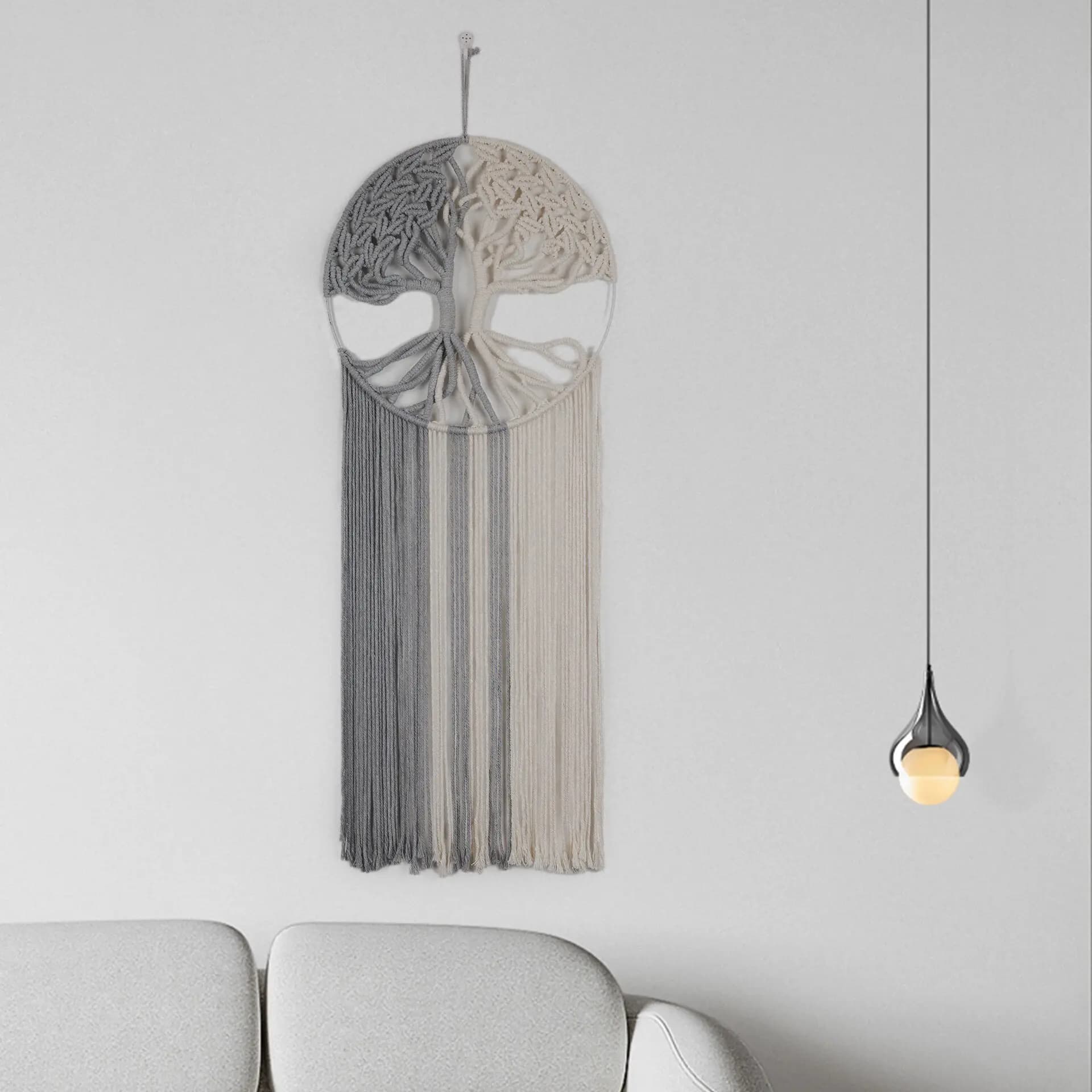Hand Woven Double Tone Life Tree Tapestry, Tassel Wall Decoration, Holiday Gift.