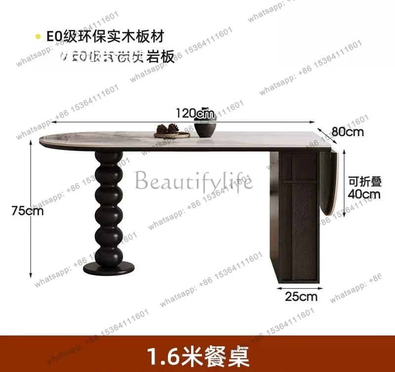 Medieval rock slab dining table French black retro living room, dining table oval, folding dining table