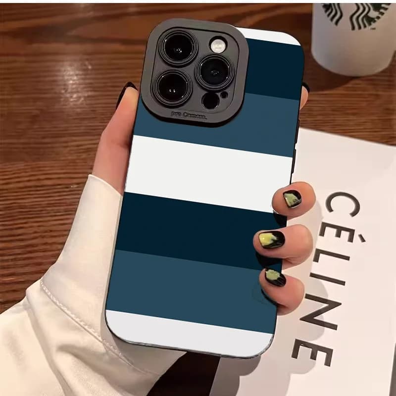 Blue White Striped Pattern Phone Case For Samsung Galaxy S26 S25 S24 S23 Ultra S22 Plus S21 FE A16 A36 A56 A55 A15 A54 A53 Cover