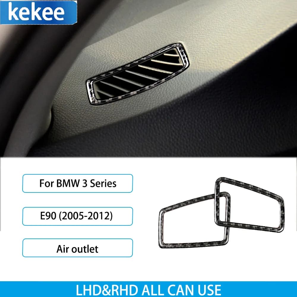For BMW 3 Series E90 2005-2012 Carbon Fiber Accessories Car Central Both Side Air Outlet Vent Frame Decal Cover Trim Sticker
