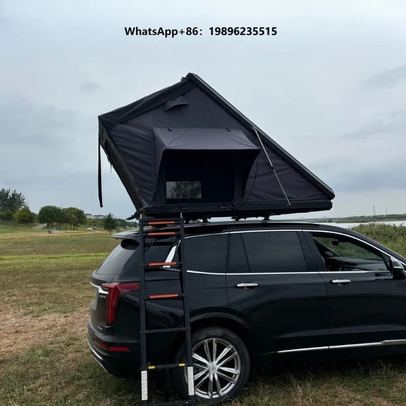 Customized Triangle 1-2 Person or 3-4person Rooftop Hard Shell Aluminium Car Roof Top Tent  with Sky-window