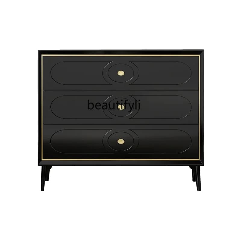 Light Luxury Solid Wood White Living Room Curio Cabinet Modern Minimalist Bedroom Storage Large Capacity Black Chest of