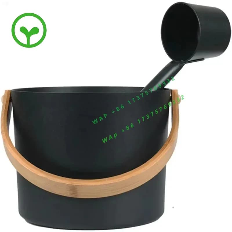 Black aluminum sauna bucket sauna spoon sauna accessories ladle bucket set