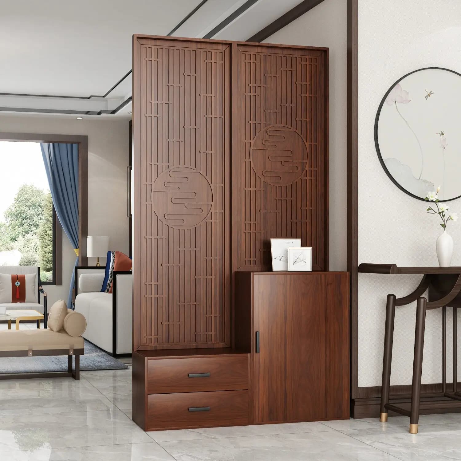LH Modern Simple Screen Partition Cabinet Living Room Wooden Entryway Decorative Partition Cabinet