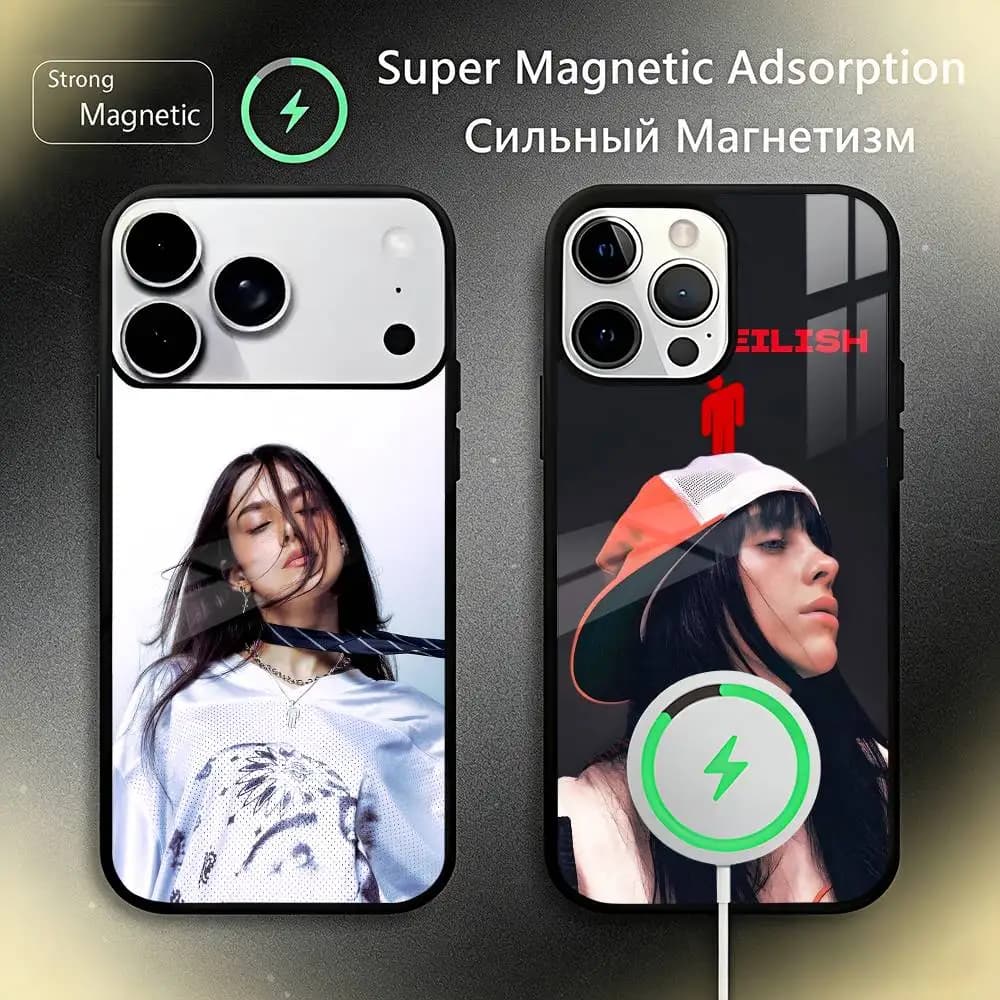 Singer B-Billie Eilish Phone Case For IPhone17 16 15 14 13 12 11 Plus Pro Max Plus Wireless Charger Cover Funda