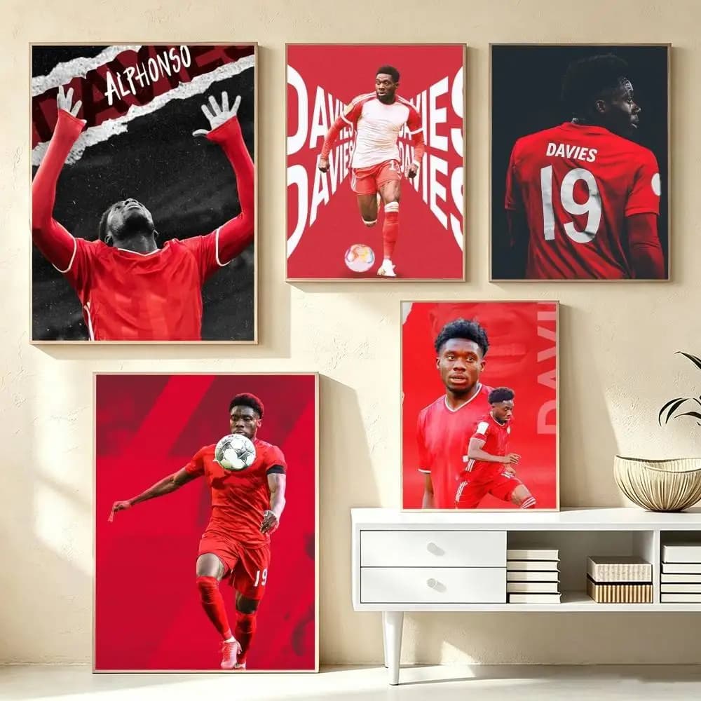 A-Alphonso Davies  Poster Waterproof Wall Art Sticker For Bar Living Room Vintage Decor High Quality Print Gift