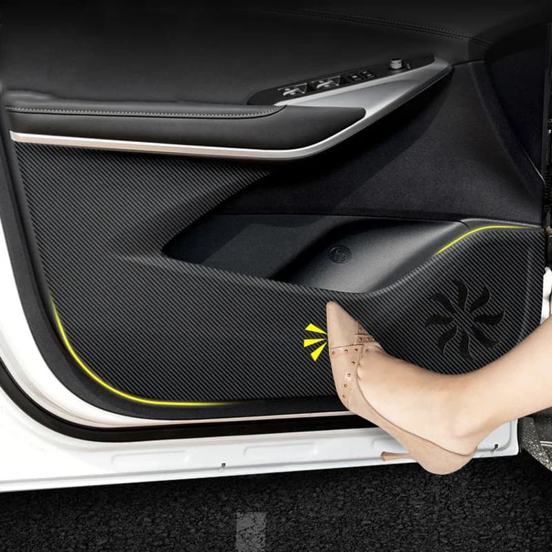 Car Door Anti Kick Pad Carbon Fiber Leather Texture Anti Dirt Protective Sticker Auto Accessory For Changan CS75 PLUS 2020-2023