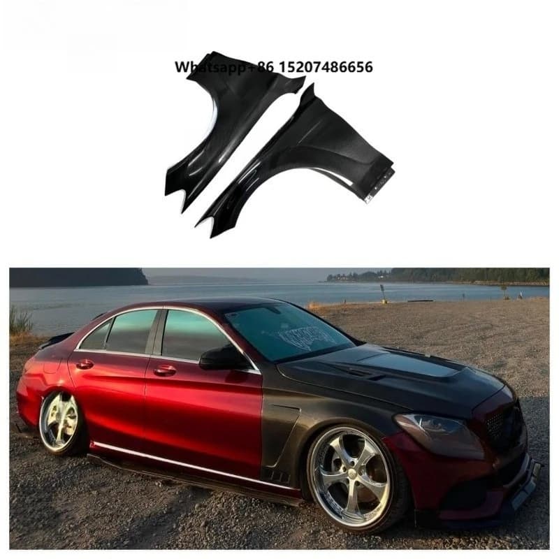 Style Carbon Fiber Fenders W205 C Class C250 C300 C43 Coupe/Sedan 2015-2021 Car Side Fender With Vent