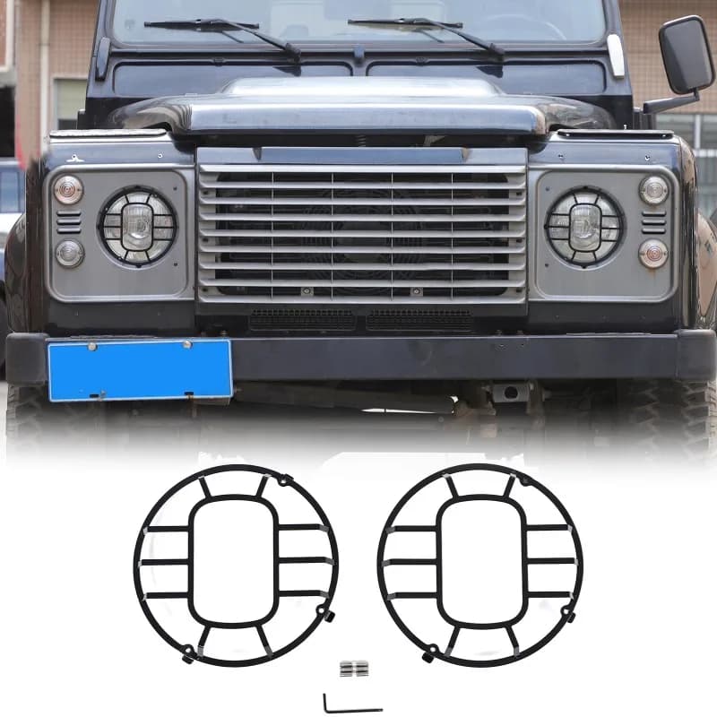 Carbon Steel/ Metal Headlight Protective Grille Cover Mesh  For Land Rover Defender 2004-2018  Car Exterior Accessories