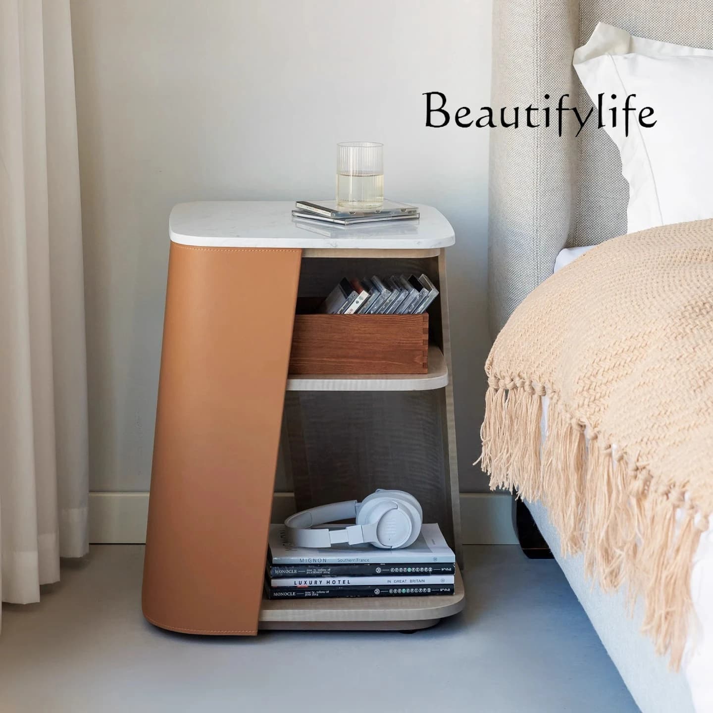 Italian minimalist side table living room sofa coffee table  modern minimalist light luxury bedside table