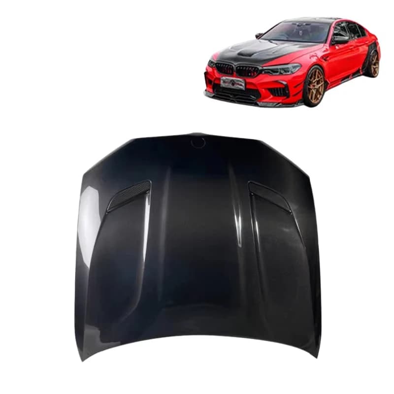 New Carbon Fiber CS Style Front Hood Cover with Bolts for 5 Series G30 G38 M5 F90 (Bolt-On)