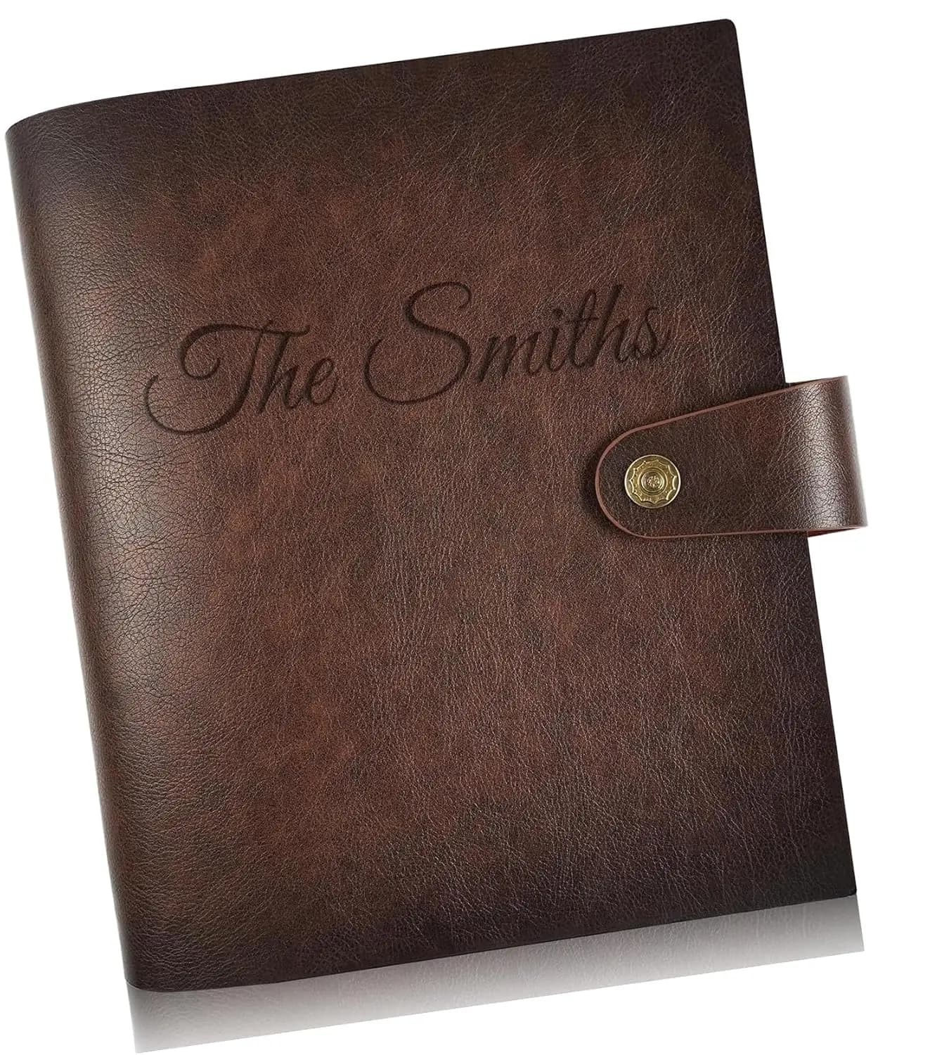 Personalized Custom Engraved Genuine Leather Photo Album, 4x6 300 Pockets, Refillable Binder Scrapbook with Memo Space, Vintage