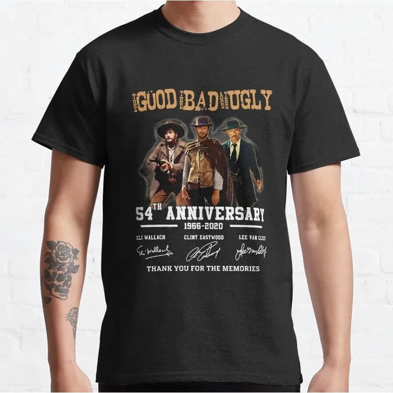 The Good The Bad And The Ugly Gift Tshirt Clint Eastwood Classic Western Film Print T Shirt Retro Short Sleeve Cotton Unisex Tee