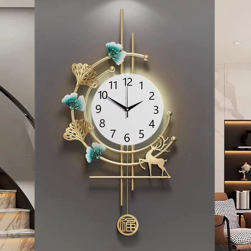 Luxury Living Room Metal LED Wall Clock Modern Art Restaurant 3D Number Wall Clock Simple Atmosphere Swing Mute Clock Room Decor