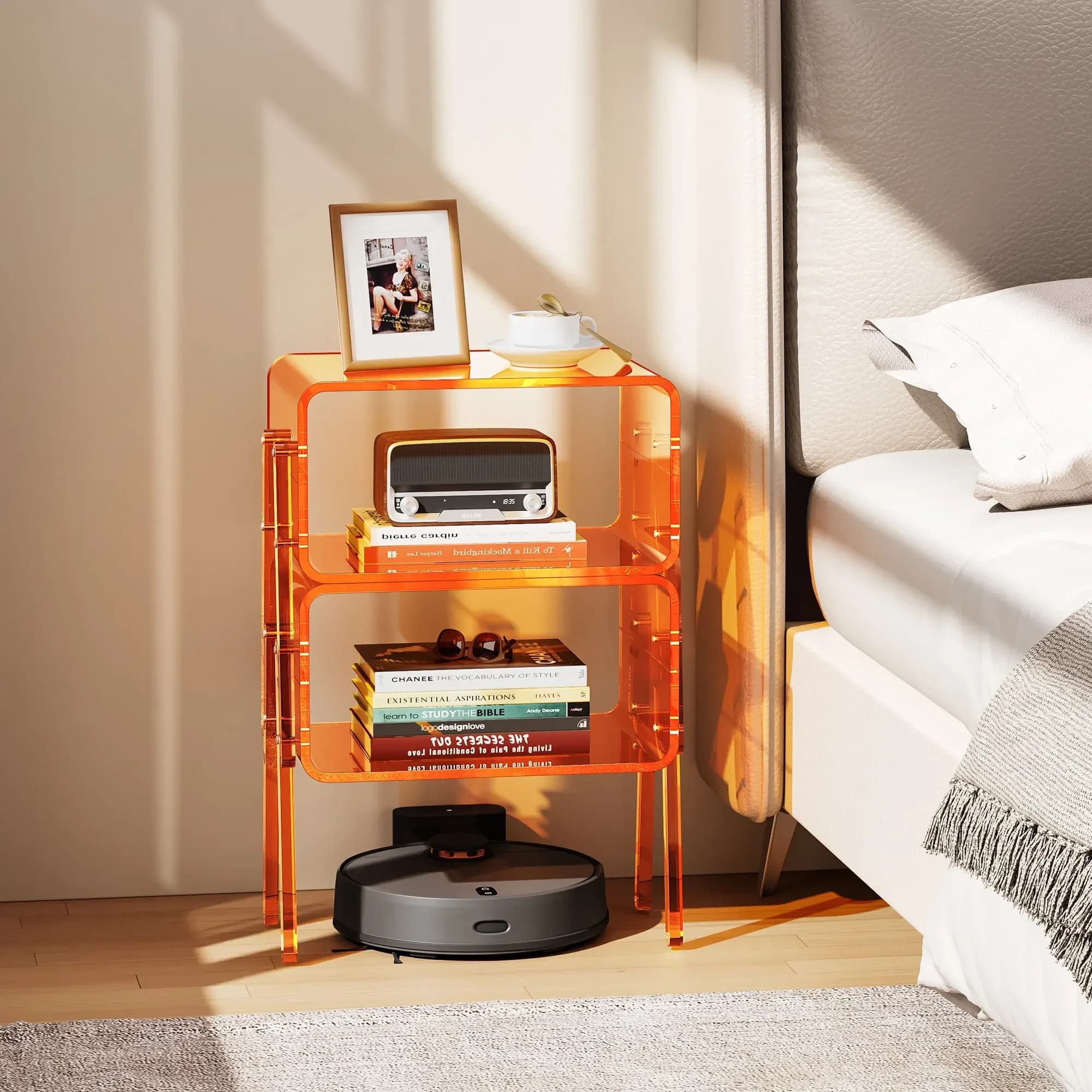DSA acrylic bedside table household bedroom small shelf simple light luxury high sense creative edge few
