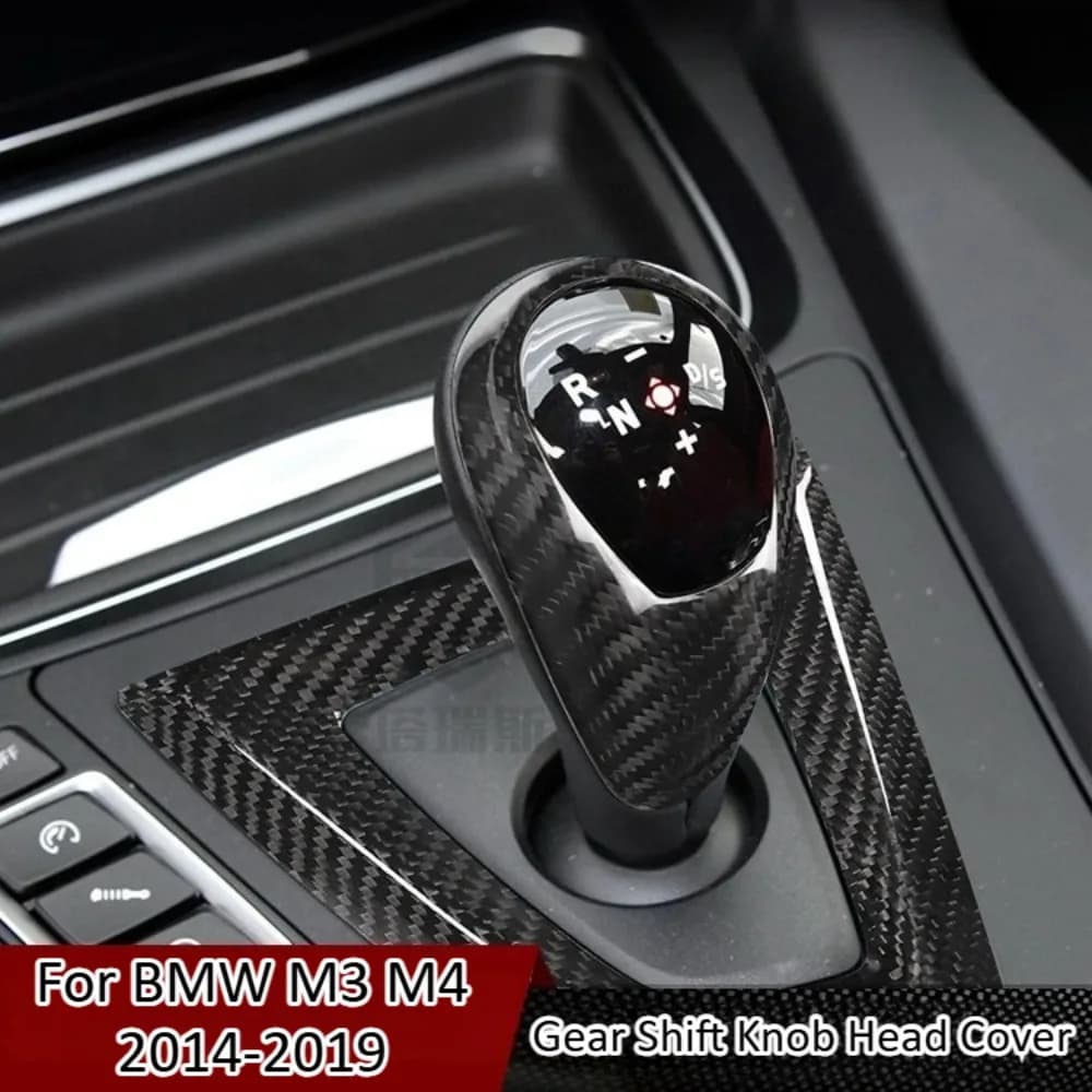 For BMW M3 M4 2014-2019 Real Carbon Fiber Gear Shift Knob Head Cover Trim Panel Sticker Car Interior Styling Accessories Kit Set