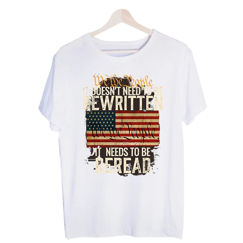 Men's American Flag Slogan Graphic Tee, Vintage Style Short Sleeve Crew Neck T-Shirt for Casual Daily Wear