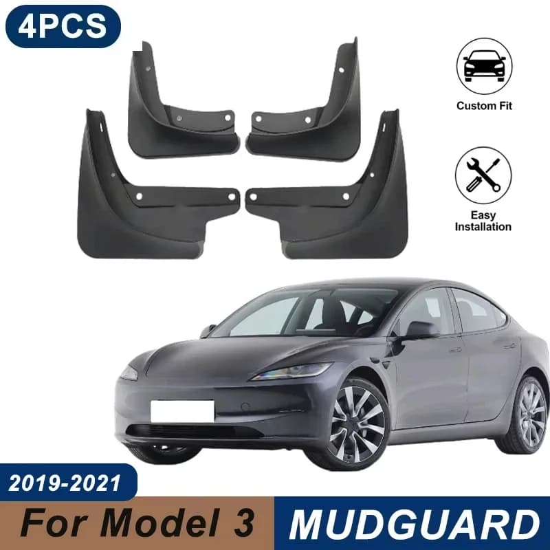 4PCS Car Mud Flaps For Model 3 2019-2021 Waterproof Anti-Splash Fender Mudguards Auto Exterior Accessories