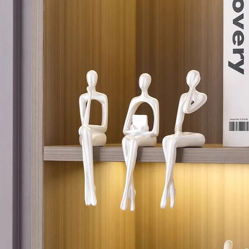 Three Piece Set of Nordic Thinkers, Modern Art Sculptures, Office Desks,Bookshelves,Decorative Accessories,Home Decor Sculptures