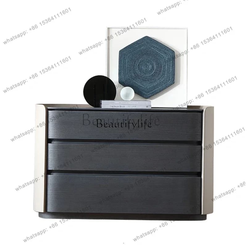 FGItalian light luxury solid wood three-bucket cabinet modern simple restaurant storage cabinet