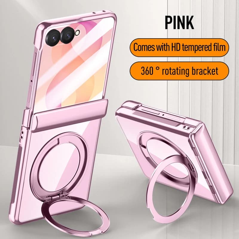 For Samsung Galaxy Z Filp8 For Magsafe 360° Swivel Alloy Bracket Magnetic & Bracket & Ring 3-in-1 Tempered Glass Film Phone Case