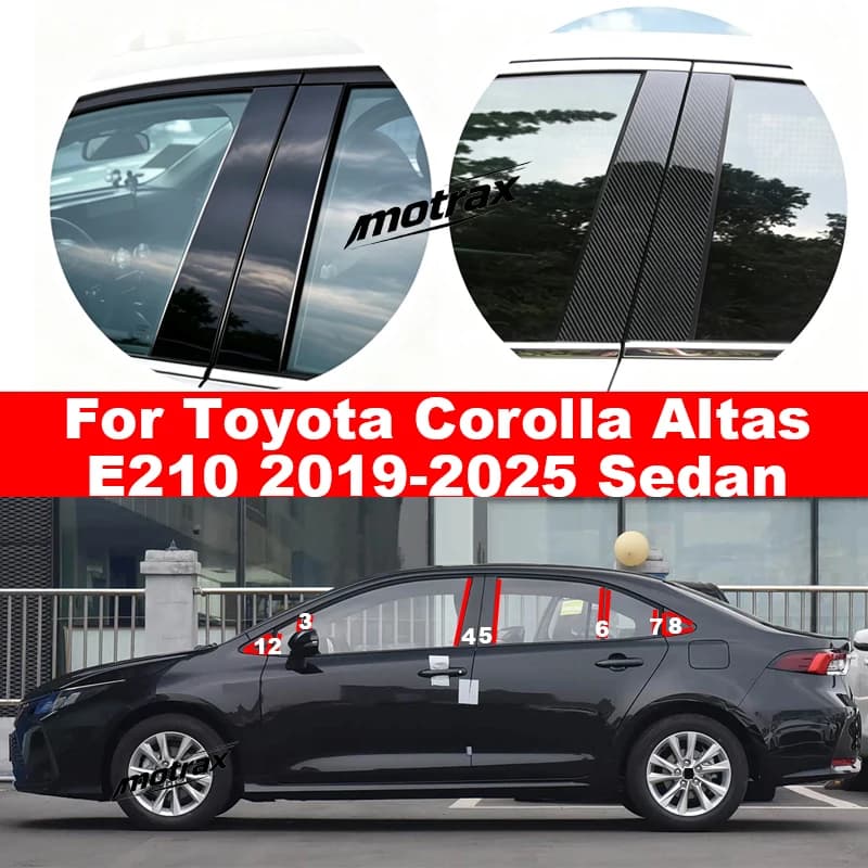 For Toyota Corolla Altas E210 2019-2025 Sedan Car Window Decorative Cover Center Film Pillar B C Pillar PC Sticker Accessories