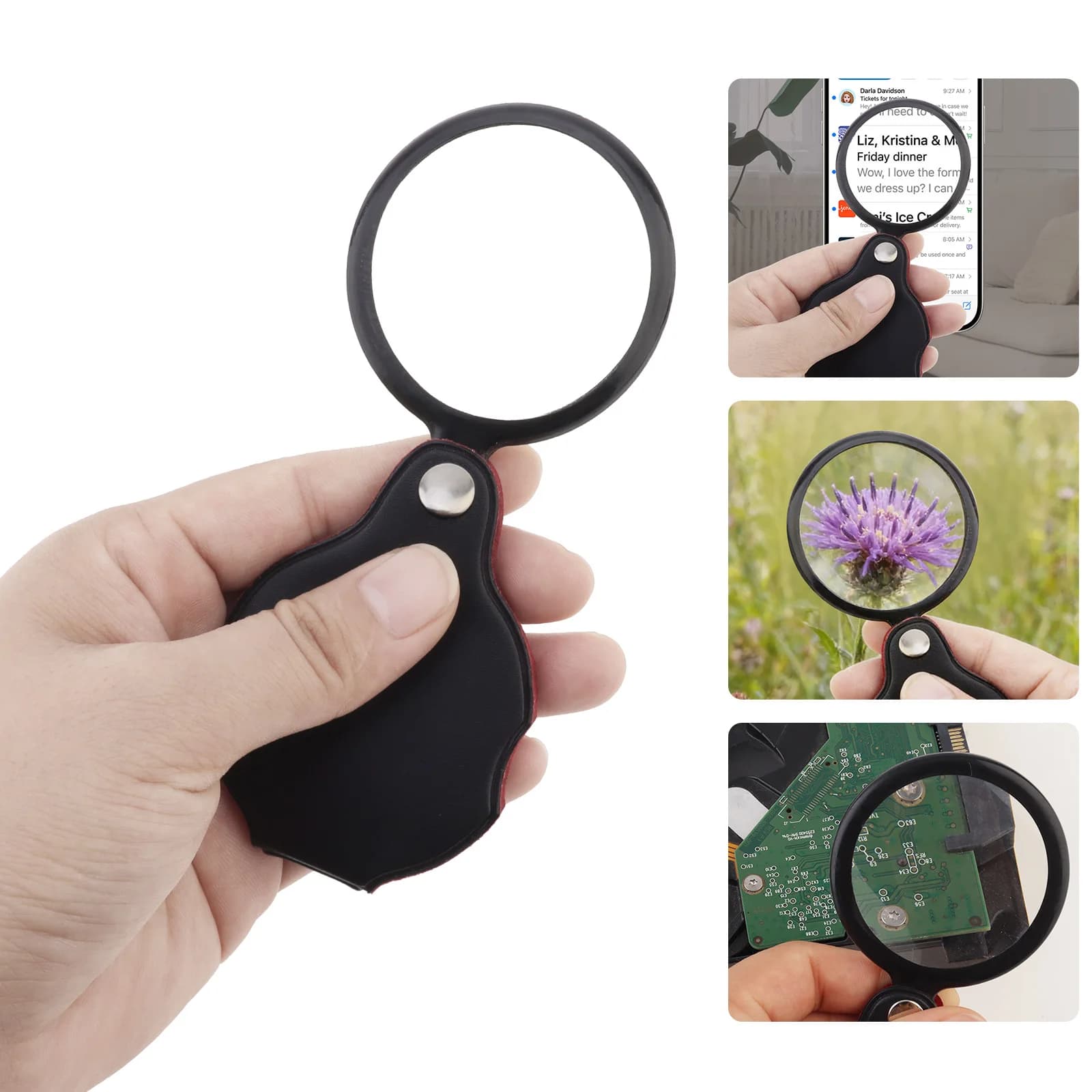 10X Mini Pocket Loupe Magnifier Folding Magnifying Glass for Jewelry Reading Inspection Repair Handheld Portable Magnifier