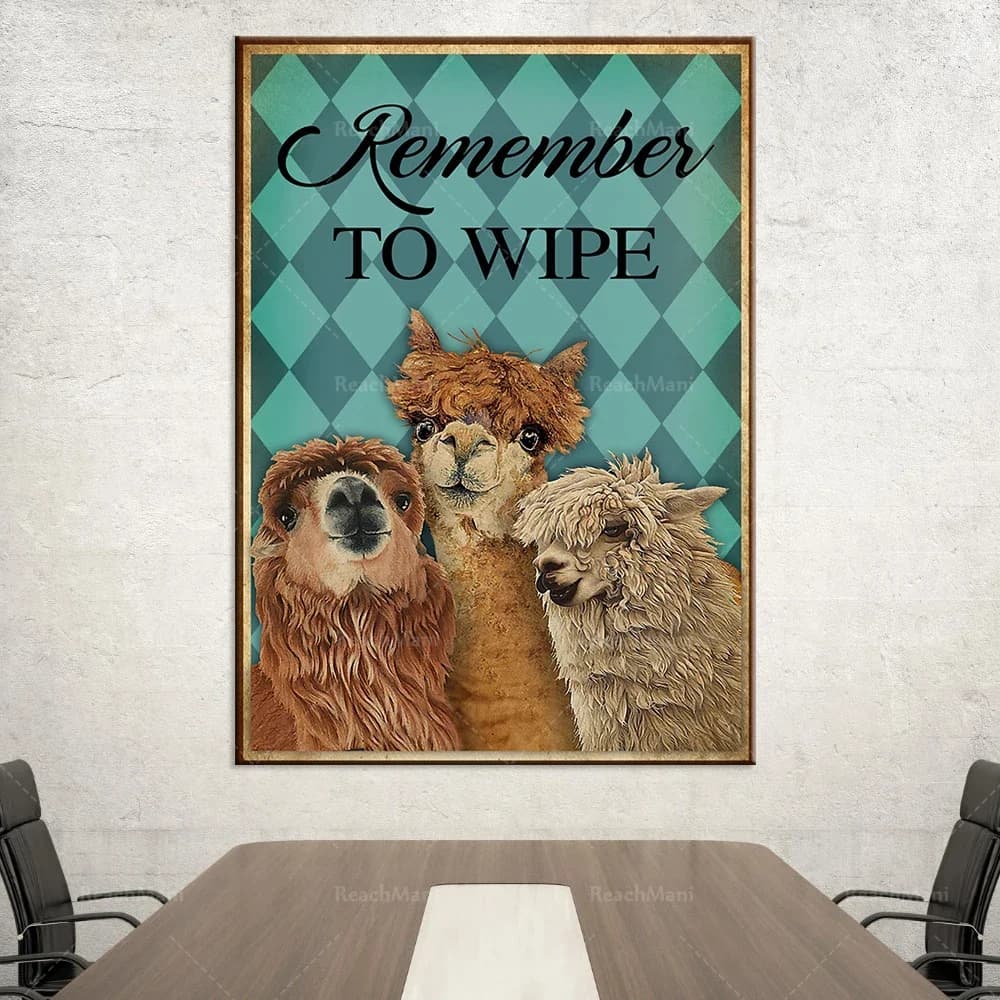 Alpaca lovers remember to wipe posters farmers agriculture family life bathroom toilet decoration posters