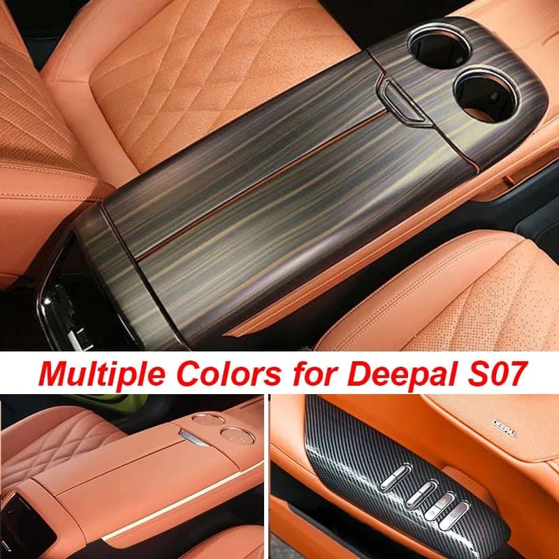 Multiple Colors for Changan Deepal S07 Carbon Fiber Interior Kit Armrest Box Panel Wood Grain Protection Orange Sticker