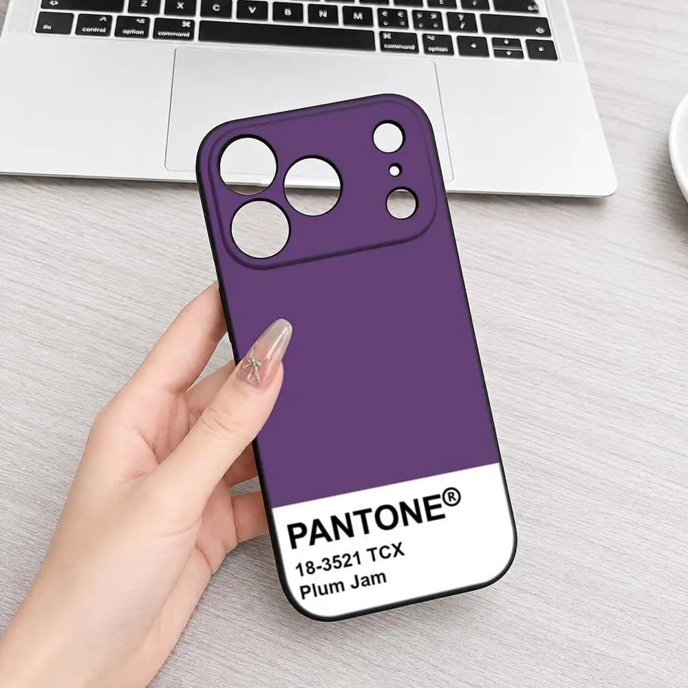Pantone Colorful Card Solid Color Phone Case For iPhone 18 Air 17 16 15 Plus 13 12 11 Pro Max 16e Shockproof HD Clear Back Cover
