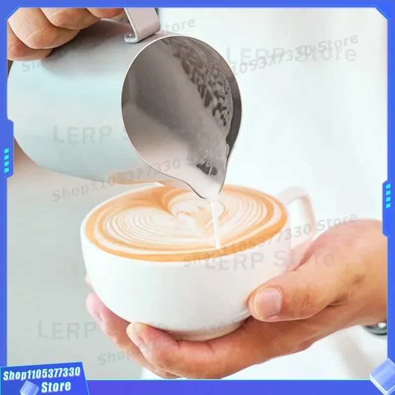 Professional 304 Stainless Steel Latte Milk Frothing Pitcher Diagonal Spout Coffee Cup Barista Tool for Cappuccino Making 304