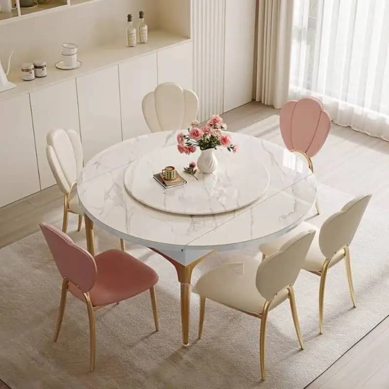 Rotating Tray Dining Table Minimalist Round Space Saving Home Dining Table Kitchen Luxury Nordic Mesas De Restaurante Furniture