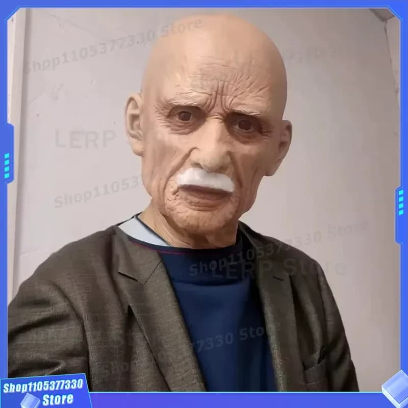 Latex Bald Old Man Mask Halloween Grandpa Role Playing Props Realistic Elderly Face Covering Costume Accessory for Party