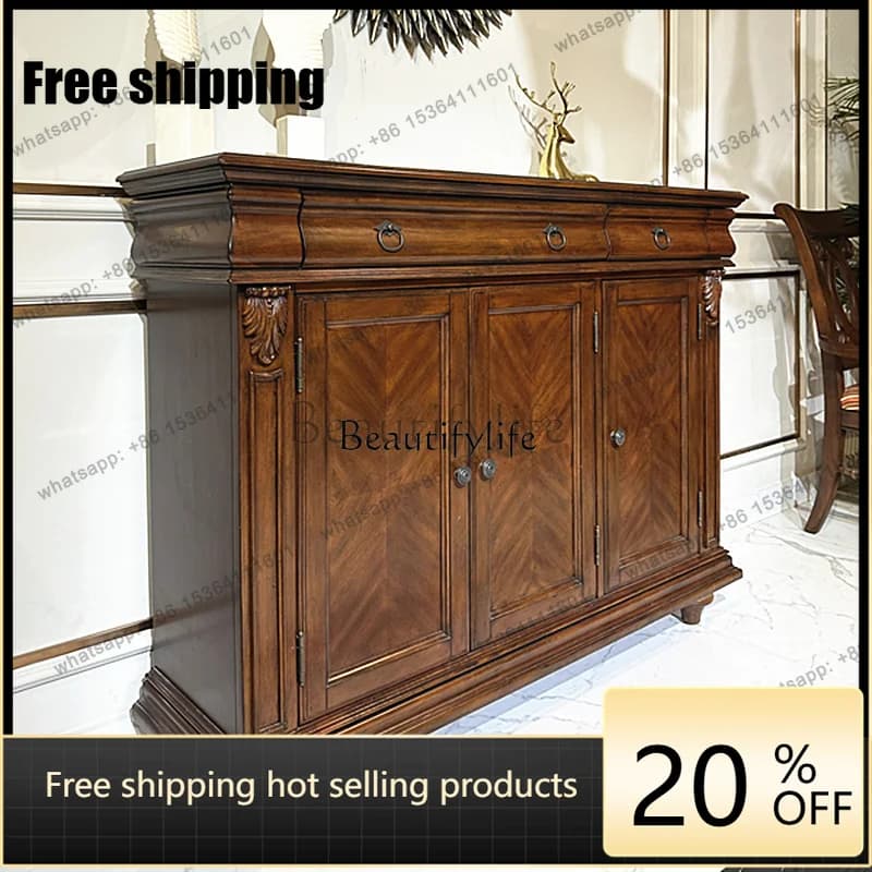 JJ -American rural solid wood porch cabinet living room home decoration locker