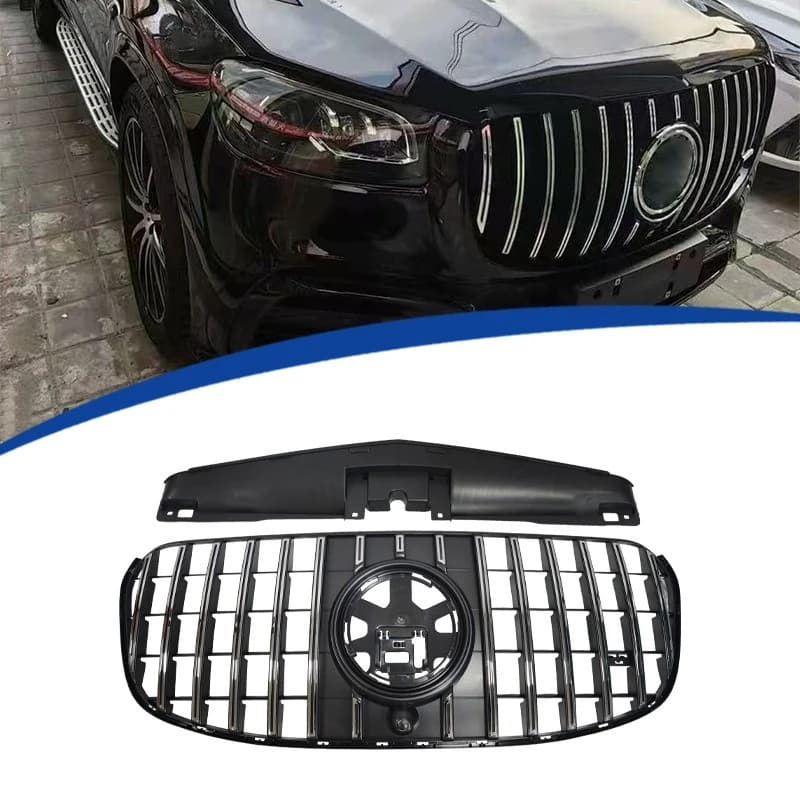 For Mercedes GLS X167 24-25 Premium GT Style Vertical Line Front Grille Gloss Black ABS Direct Fit Replacement Exterior Upgrade